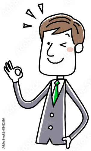 ビジネスマン：OK サイン
