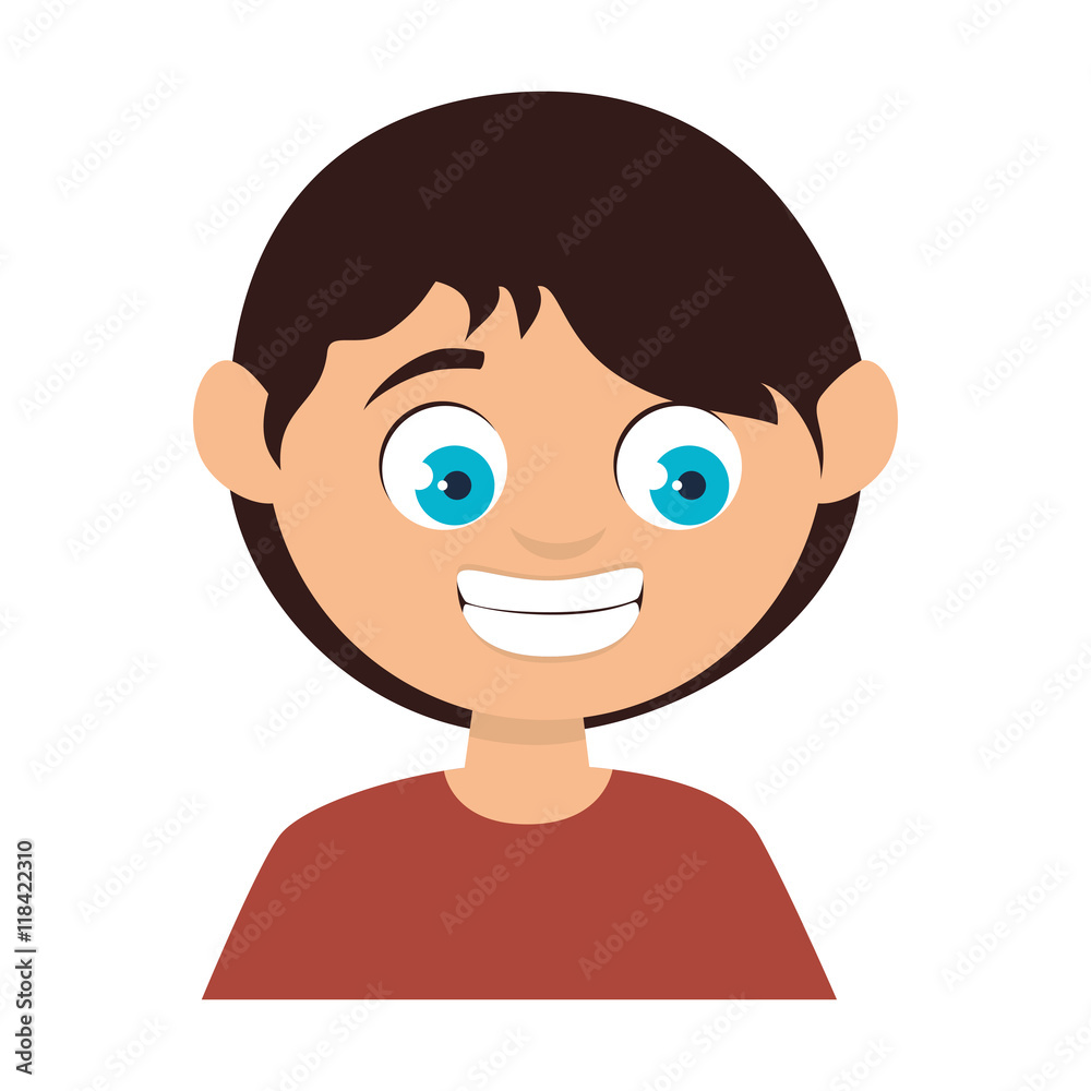 boy face smiling smile male kid child cartoon vector illustration isolated 