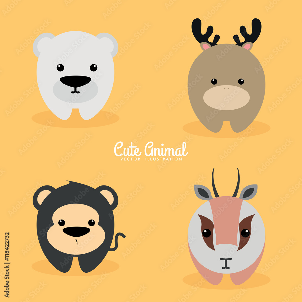Obraz premium Cute Cartoon animals