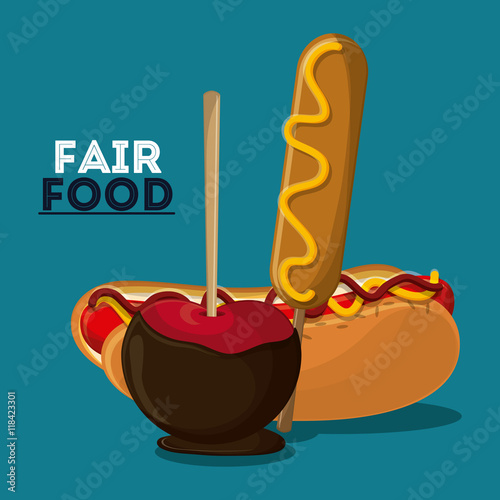 hot dog apple corn dog fair food snack carnival festival icon. Colorful design. Vector illustration
