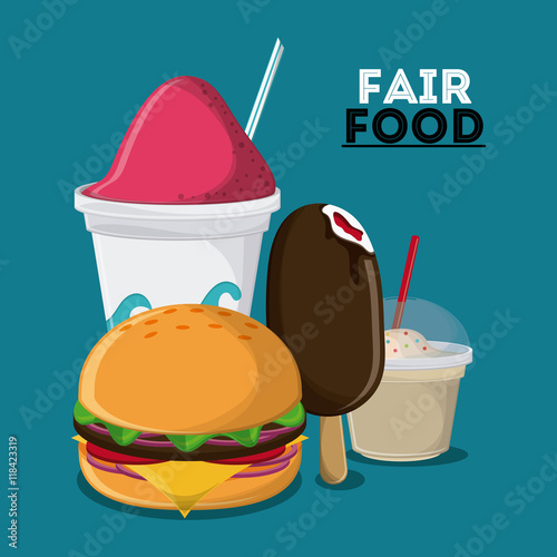 ice cream hamburger fair food snack carnival festival icon. Colorful design. Vector illustration