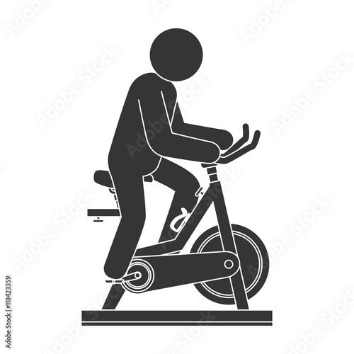 bike gym exercise training man male ride sport vector illustration isolated