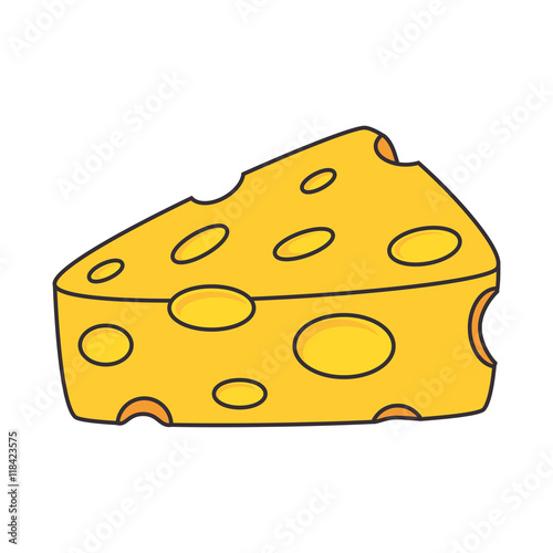 cheese food nutrition recipe milk piece sliced hole vector illustration isolated