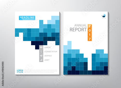 Blue annual report brochure flyer design template vector, Leaflet cover presentation abstract flat background, book cover templates, layout in A4 size