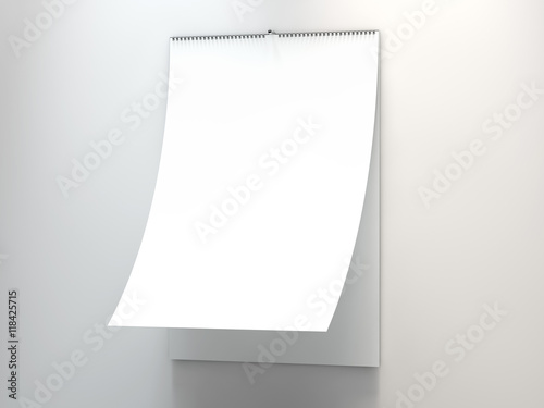 calendar on a grey wall. 3d rendering