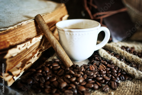 coffee bean on textile background