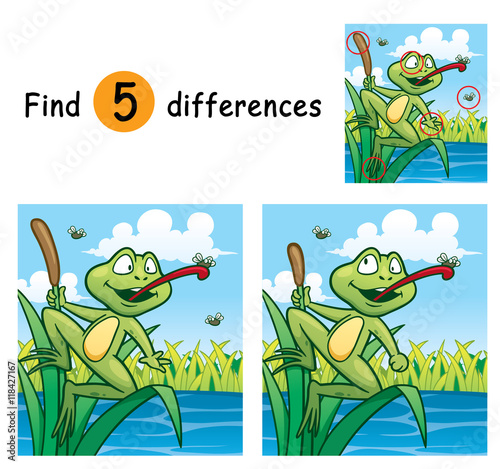 Vector Illustration of Game for children find differences - Frog