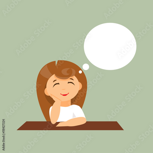 Little girl dreams. Vector illustration