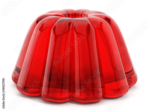 Red jelly isolated on white background. 3D illustration photo