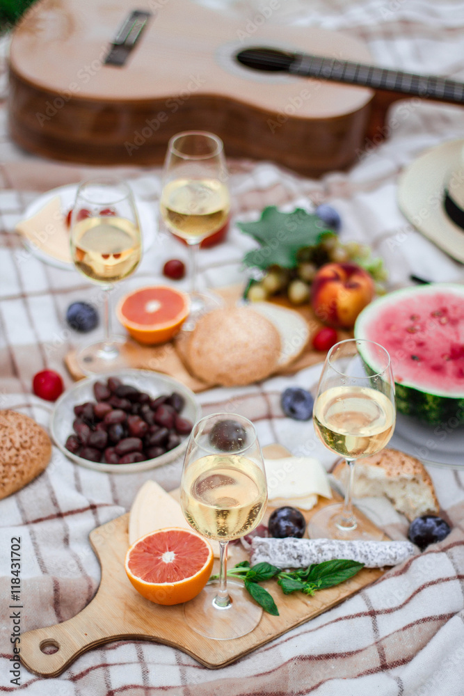 close up of food and wine