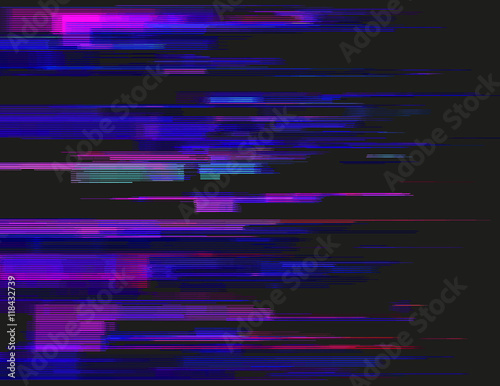 Glitched horizontal stripes. Illustration of colorful night lights. Abstract background with a digital signal error and collapsing data. Element of design.