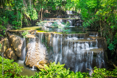 Waterfall 4 floor scenic natural landmark at huai mae khamin national park  kanchanaburi  thailand