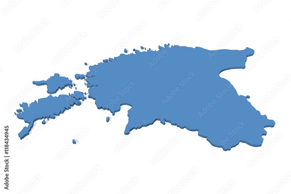 Fototapeta premium 3D map of Estonia on a plain background