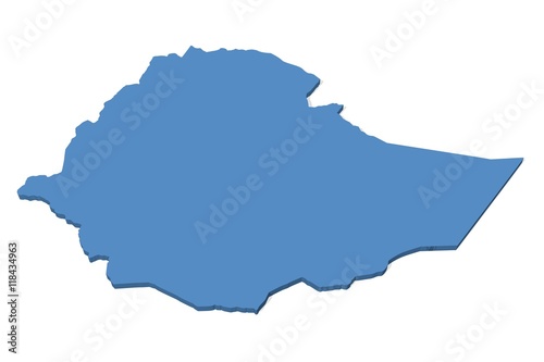 3D map of Ethiopia on a plain background