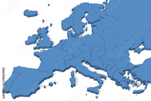 3D map of Europe with country borders