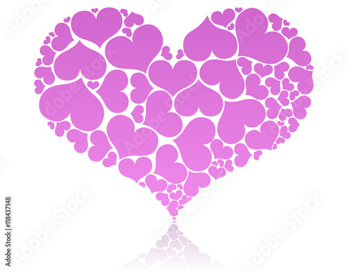 Big pink heart shape comprised by smaller ones.