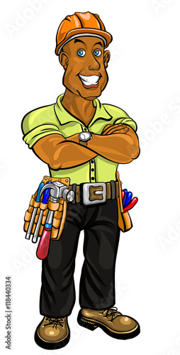 Friendly builder with helmet