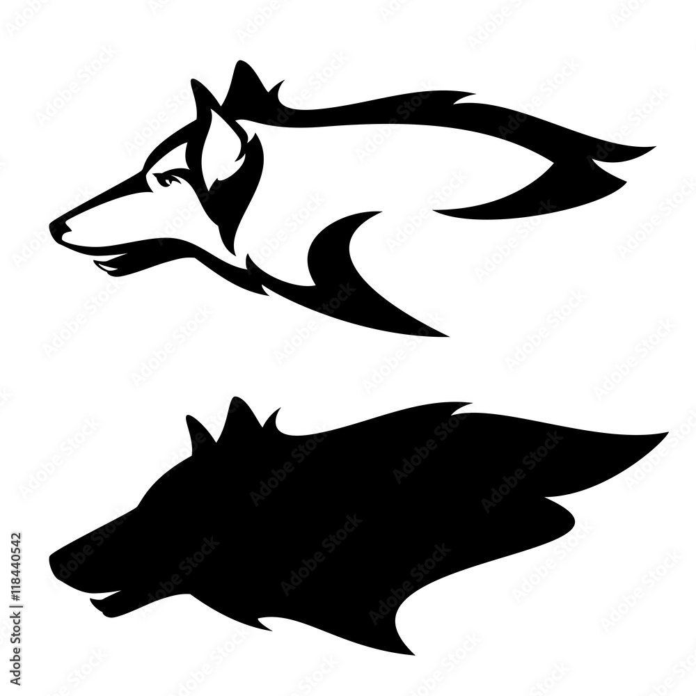 Fototapeta premium wolf head profile design