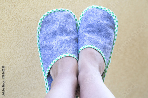 Hotel slippers, happy holiday 