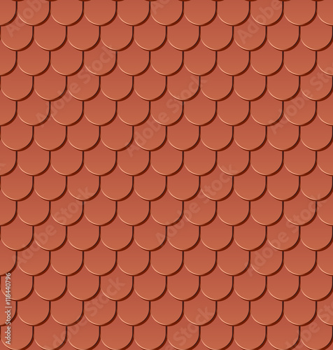 Clay roof tiles seamless vector pattern.