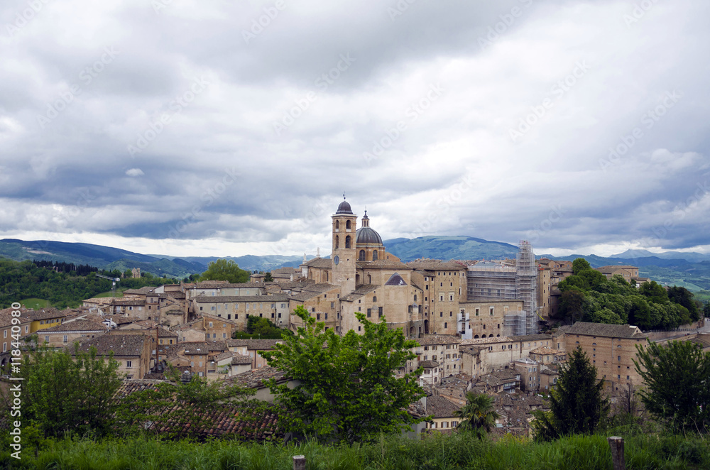 Urbino view, city in Italy, Marche region