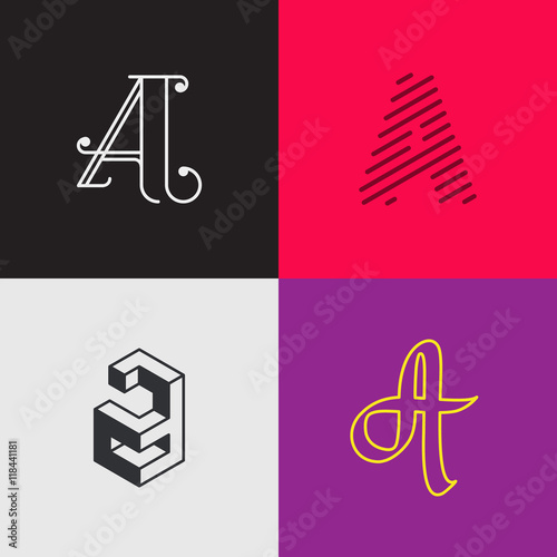 Letter "A' monograms set. Trendy logo design. Eps10 vector illustration.