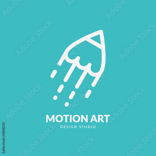 Artistic logo concept. Line art illustration. Applicable for chancellery,stationary,art studio etc.Vector eps10.