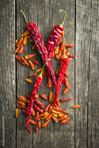 Dried chili peppers.