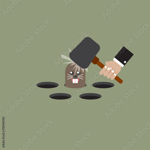 Hit The Mole Fun Game Vector Illustration photo