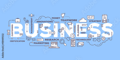 Vector creative illustration of business word lettering typograp