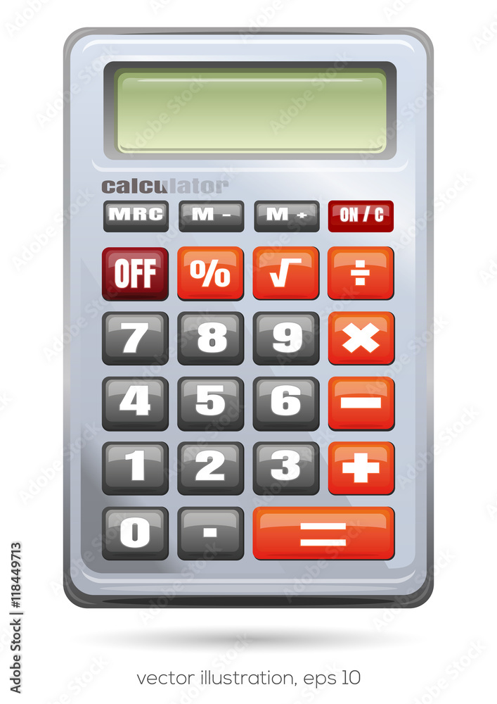 Calculator on white background, version 2, vector illustration Calculator on white background, version 2, vector illustration