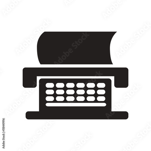 flat icon in black and white style typewriter
