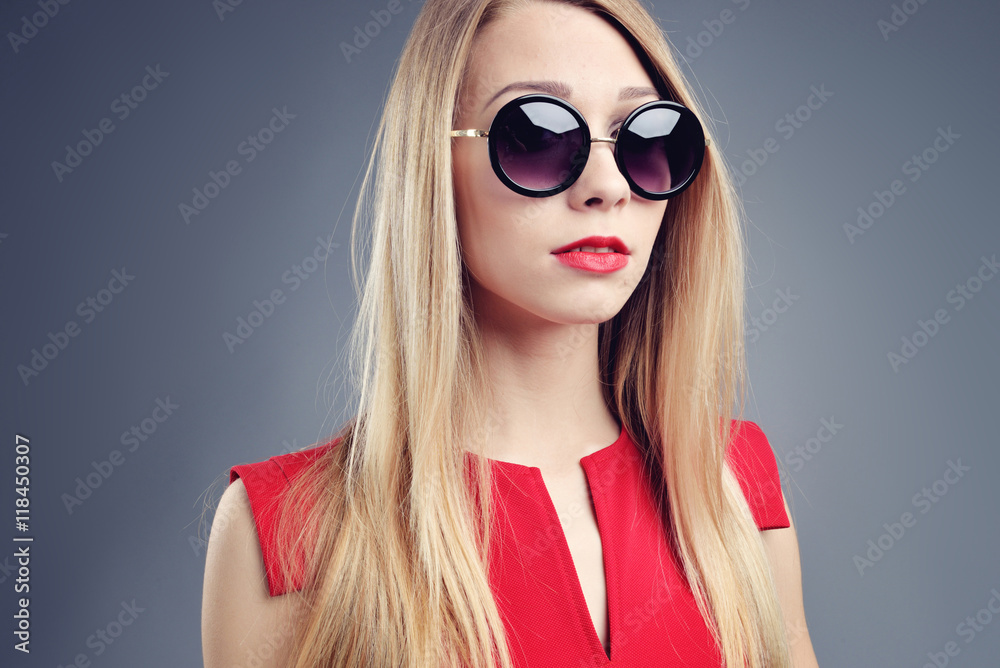 Young girl in a red dress Young girl in a red dress