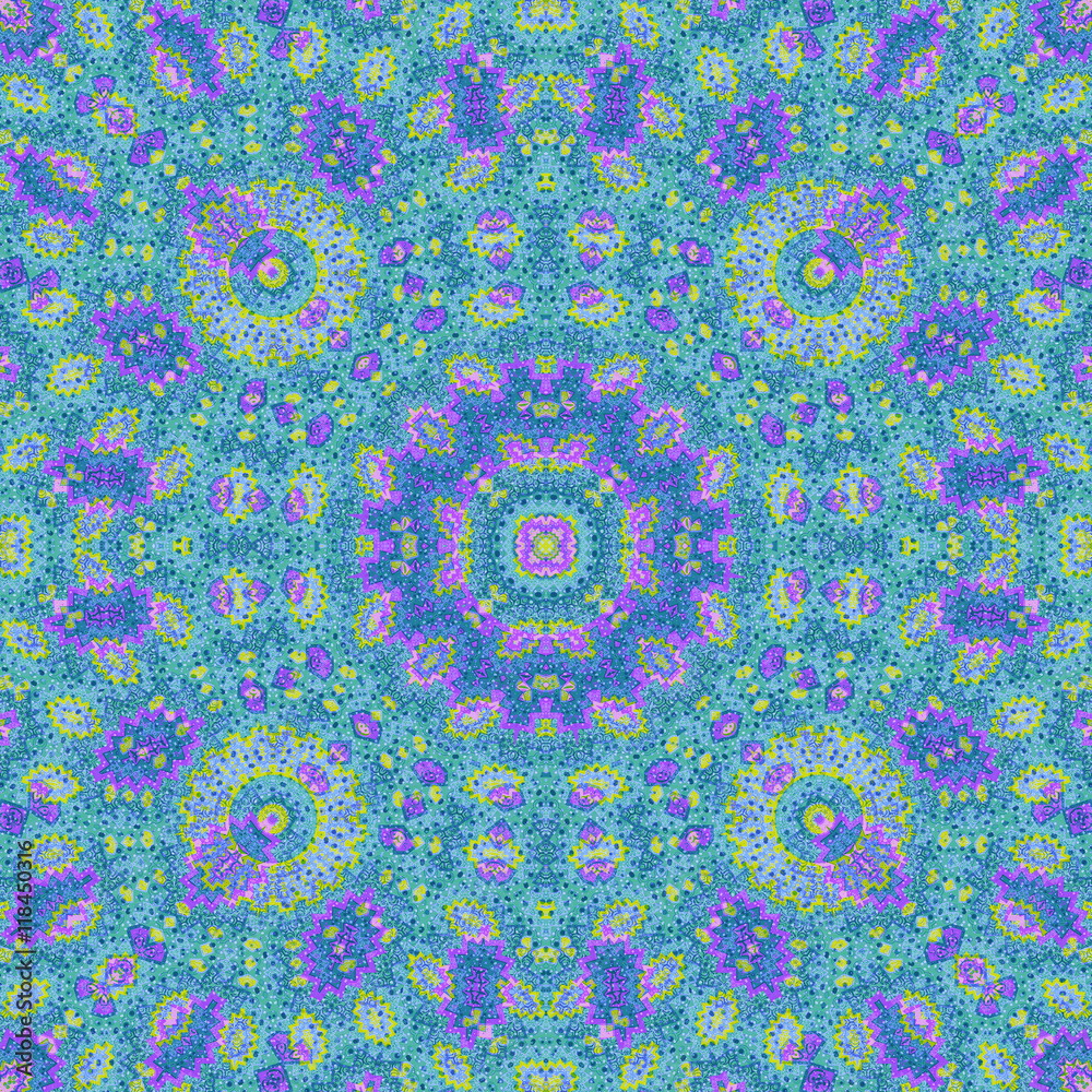 Abstract paisley ornament. Seamless pattern kaleidoscopic