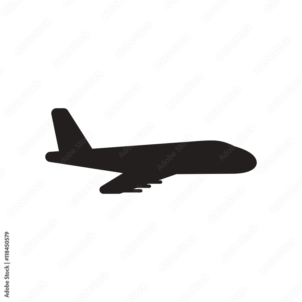 flat icon in black and white style travel airplane flat icon in black and white style travel airplane