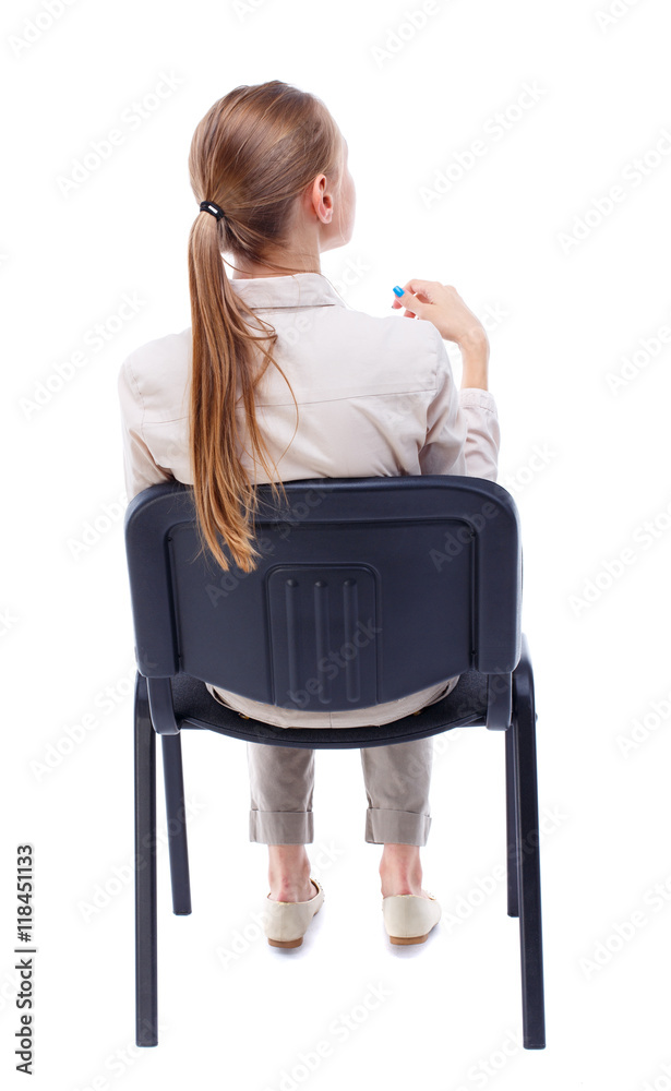 woman sitting back
