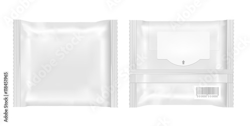 White package with flap for snacks, food, chips, cheese and spic