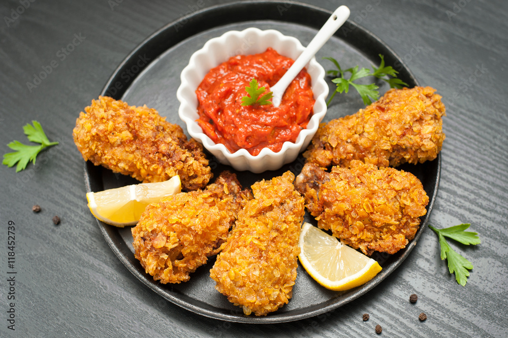 Fried chicken wings - breaded Fried chicken wings - breaded