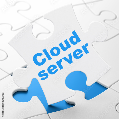 Cloud networking concept: Cloud Server on puzzle background