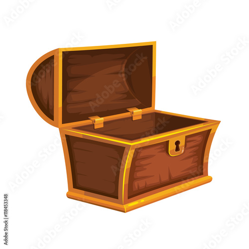 vector illustration of vintage wooden chest with gold
