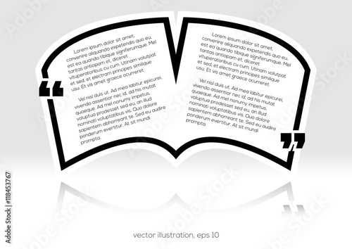 Black textbox quote in book form. Vector illustration