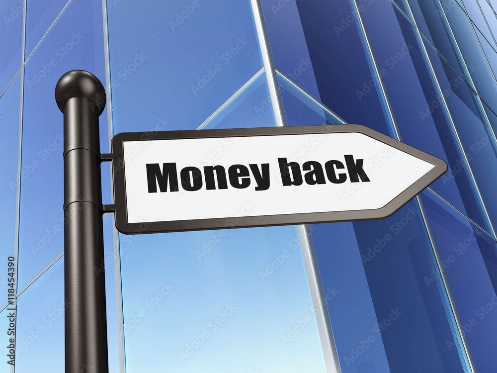 Finance concept: sign Money Back on Building background