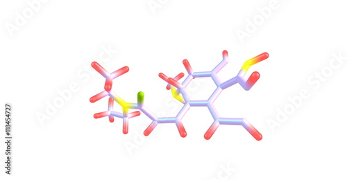 Lysergic acid diethylamide or LSD molecule isolated on white