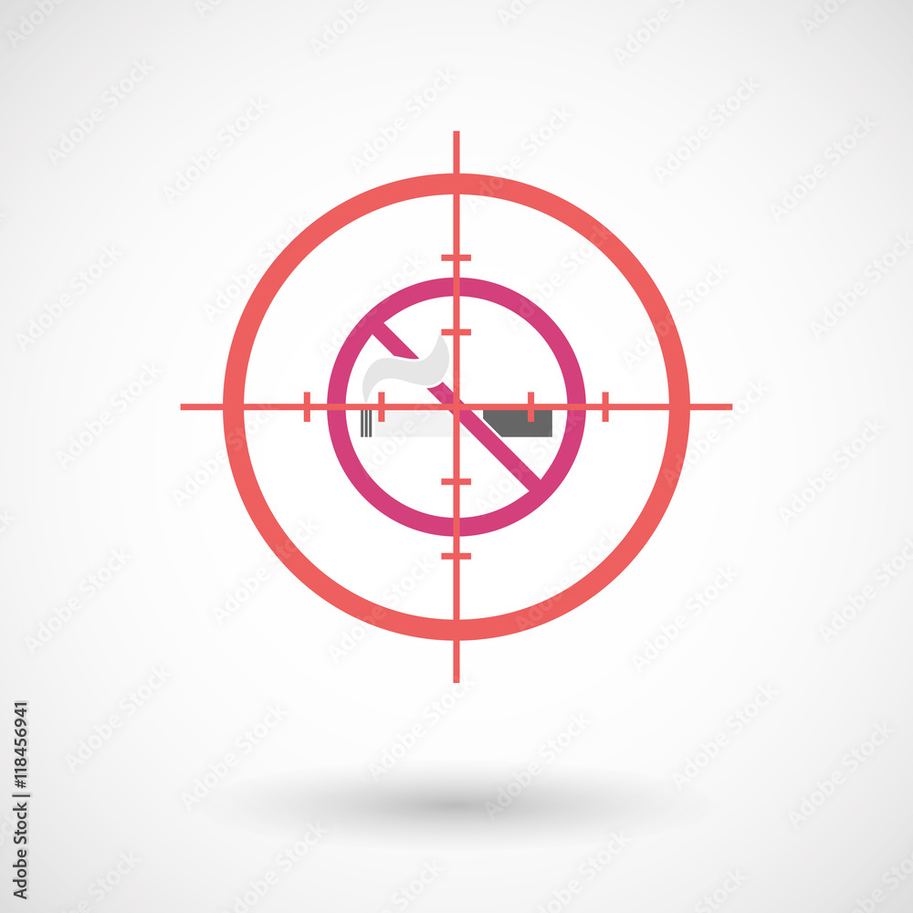 Isolated line art crosshair icon with a no smoking sign Isolated line art crosshair icon with a no smoking sign