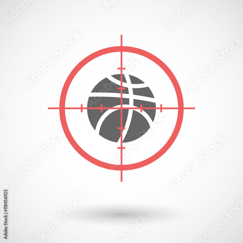 Isolated line art crosshair icon with a basketball ball