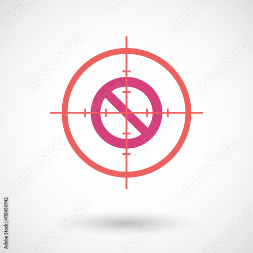 Isolated line art crosshair icon with a forbidden sign