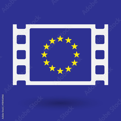 Isolated celluloid film frame icon with  the EU flag stars