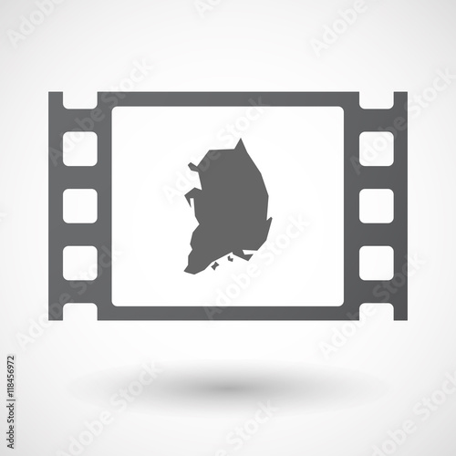 Isolated celluloid film frame icon with  the map of South Korea