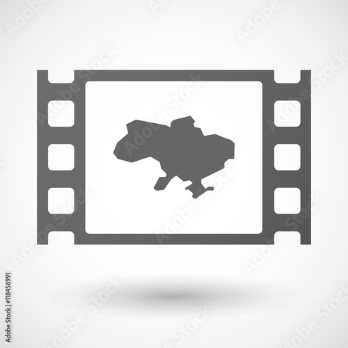 Isolated celluloid film frame icon with  the map of Ukraine