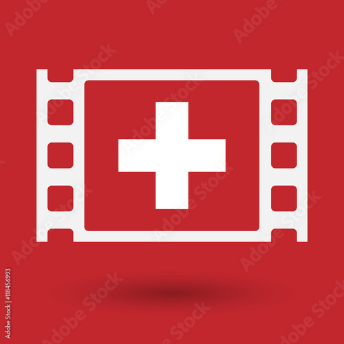 Isolated celluloid film frame icon with   the Swiss flag